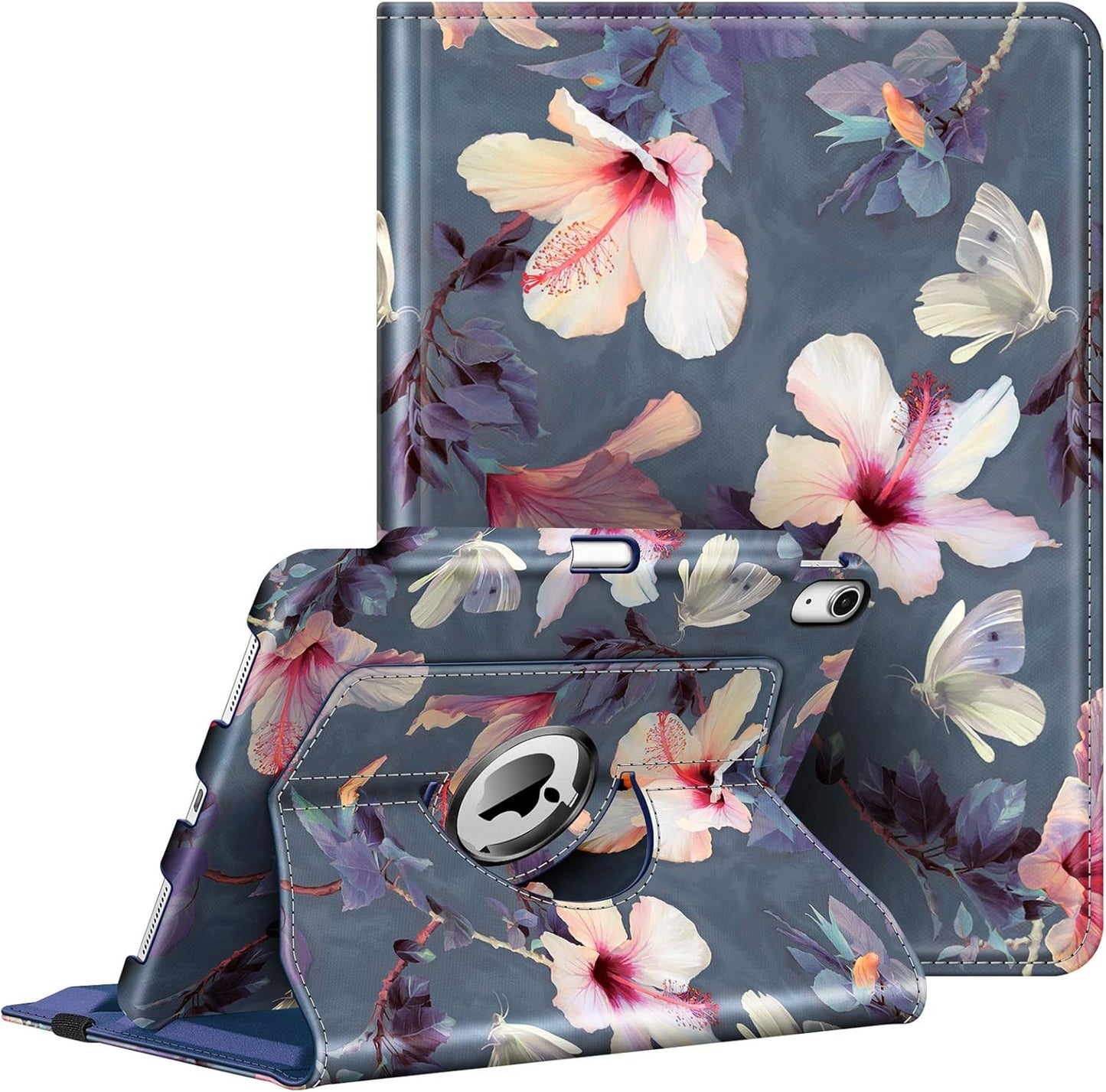 Rotating Case for Ipad Air 11-Inch M3 (2025) / M2 (2024), Ipad Air 5Th (2022) / 4Th Generation (2020) 10.9 Inch - 360 Degree Rotating Protective Stand Cover W/Pencil Holder, Hibiscus