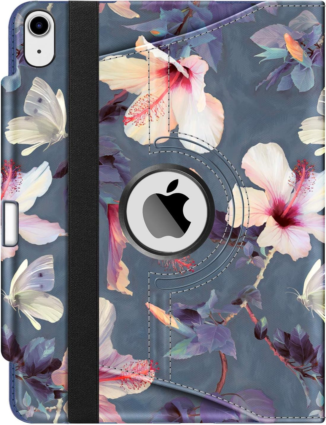 Rotating Case for Ipad Air 11-Inch M3 (2025) / M2 (2024), Ipad Air 5Th (2022) / 4Th Generation (2020) 10.9 Inch - 360 Degree Rotating Protective Stand Cover W/Pencil Holder, Hibiscus