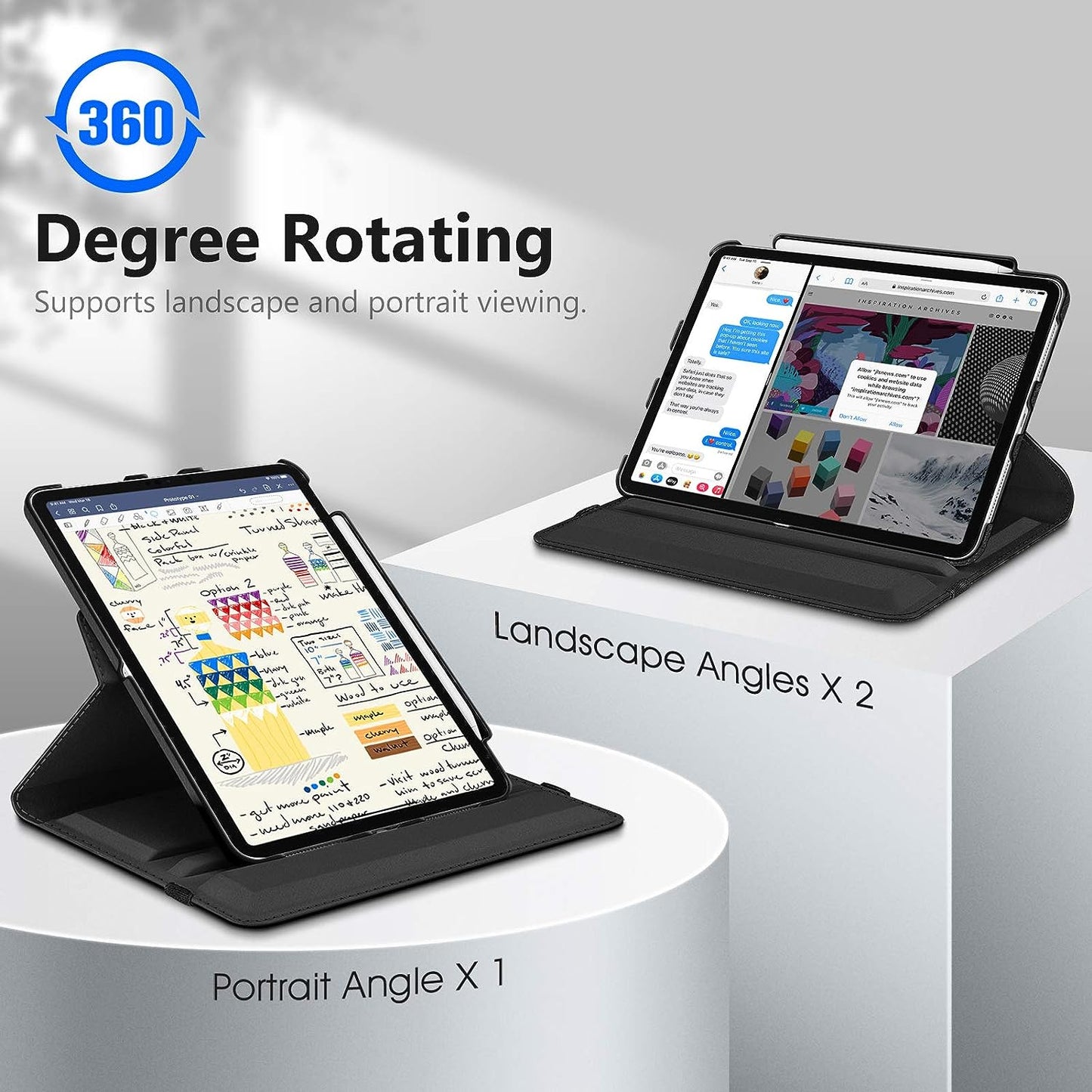 Rotating Case for Ipad Pro 11-Inch (4Th / 3Rd Generation) 2022/2021-360 Degree Swiveling Stand Cover W/Pencil Holder, Auto Sleep/Wake, Also Fit Ipad Pro 11" 2Nd/1St Gen, Black
