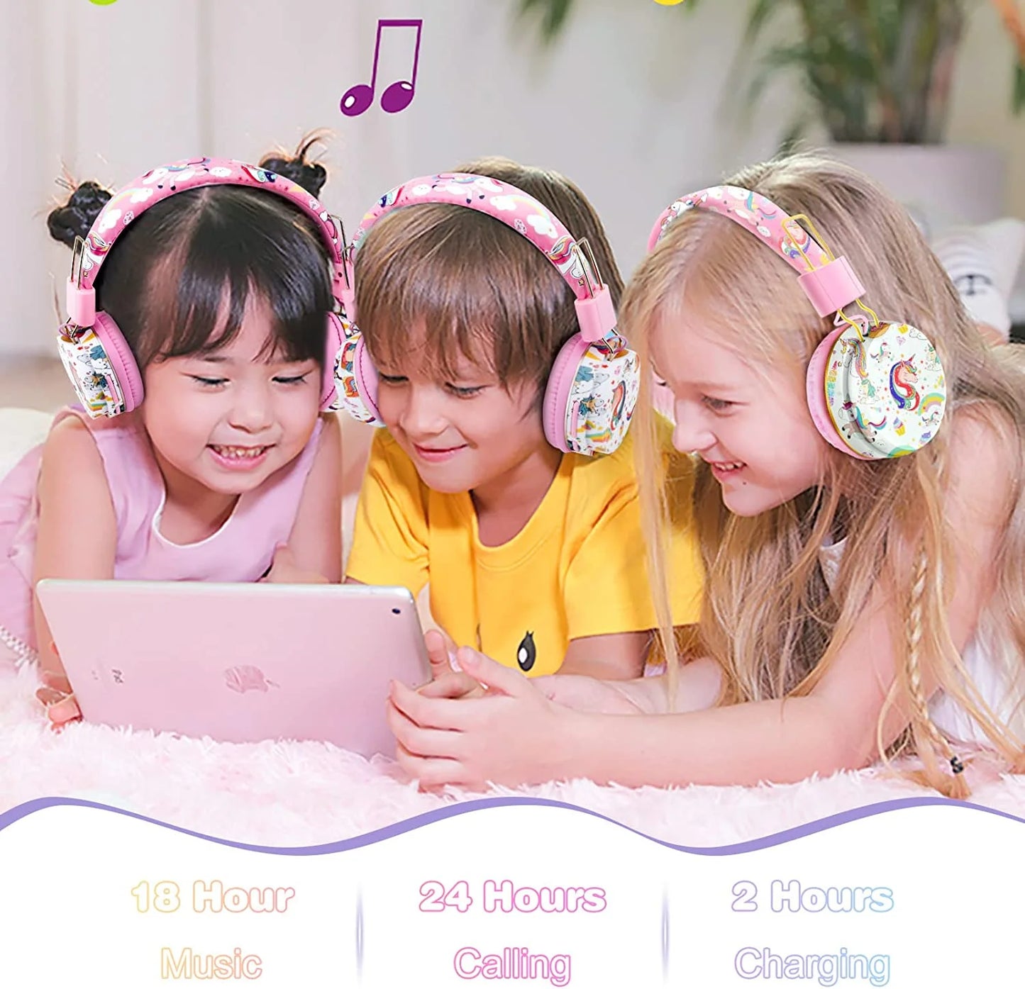 Unicorn Headphones for Girls Kids for School, Kids Bluetooth Headphones with Microphone & 3.5Mm Jack, Teens Toddlers Wireless Headphones with Adjustable Headband for Tablet/Pc