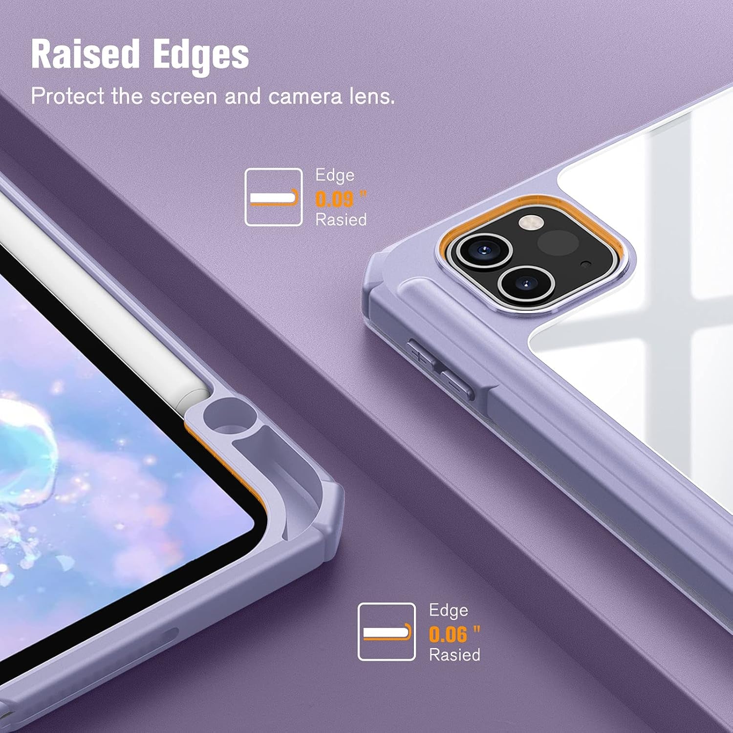 Hybrid Slim Case for Ipad Pro 11-Inch (4Th / 3Rd Generation) 2022/2021 - [Built-In Pencil Holder] Shockproof Cover W/Clear Transparent Back Shell, Also Fit Ipad Pro 11" 2Nd Gen, Lilac Purple