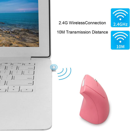 Ergonomic Wireless Vertical Mouse Ergo Optical 2.4G Cordless Mouse Portable Travel Mice with 6 Buttons 3 Adjustable DPI 800/1200/1600 for PC Laptop Desktop (Pink)