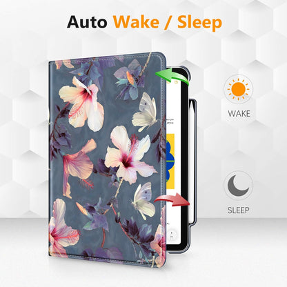 Rotating Case for Ipad Air 11-Inch M3 (2025) / M2 (2024), Ipad Air 5Th (2022) / 4Th Generation (2020) 10.9 Inch - 360 Degree Rotating Protective Stand Cover W/Pencil Holder, Hibiscus