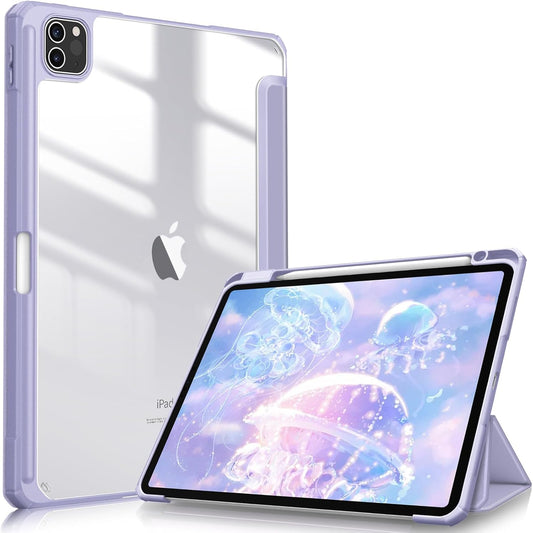 Hybrid Slim Case for Ipad Pro 11-Inch (4Th / 3Rd Generation) 2022/2021 - [Built-In Pencil Holder] Shockproof Cover W/Clear Transparent Back Shell, Also Fit Ipad Pro 11" 2Nd Gen, Lilac Purple