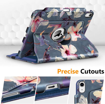 Rotating Case for Ipad Air 11-Inch M3 (2025) / M2 (2024), Ipad Air 5Th (2022) / 4Th Generation (2020) 10.9 Inch - 360 Degree Rotating Protective Stand Cover W/Pencil Holder, Hibiscus