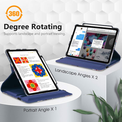 Rotating Case for Ipad Air 11-Inch M3 (2025) / M2 (2024), Ipad Air 5Th (2022) / 4Th Generation (2020) 10.9 Inch - 360 Degree Rotating Protective Stand Cover W/Pencil Holder, Hibiscus