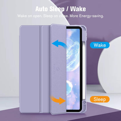 Hybrid Slim Case for Ipad Pro 11-Inch (4Th / 3Rd Generation) 2022/2021 - [Built-In Pencil Holder] Shockproof Cover W/Clear Transparent Back Shell, Also Fit Ipad Pro 11" 2Nd Gen, Lilac Purple