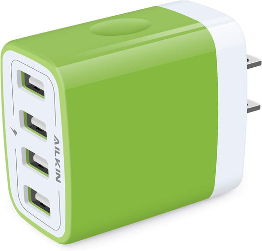 Wall Charger, USB Charger Adapter,  4.8A 4Multi Port Fast Charging Station Power Base Block Plug Cube Brick for Iphone, Ipad, Samsung Galaxy, Moto, Google Pixel, Kindle Fire Plug Cargador Carro