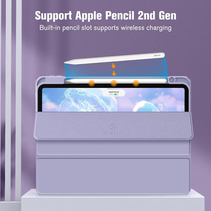 Hybrid Slim Case for Ipad Pro 11-Inch (4Th / 3Rd Generation) 2022/2021 - [Built-In Pencil Holder] Shockproof Cover W/Clear Transparent Back Shell, Also Fit Ipad Pro 11" 2Nd Gen, Lilac Purple