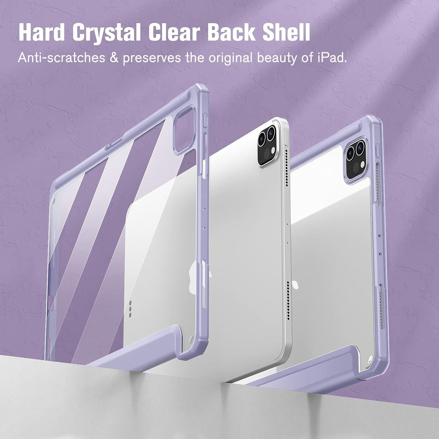 Hybrid Slim Case for Ipad Pro 11-Inch (4Th / 3Rd Generation) 2022/2021 - [Built-In Pencil Holder] Shockproof Cover W/Clear Transparent Back Shell, Also Fit Ipad Pro 11" 2Nd Gen, Lilac Purple