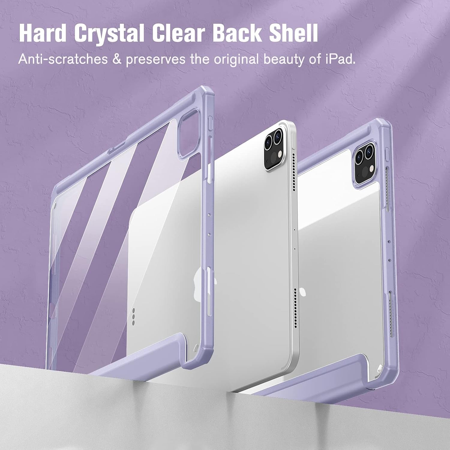 Hybrid Slim Case for Ipad Pro 11-Inch (4Th / 3Rd Generation) 2022/2021 - [Built-In Pencil Holder] Shockproof Cover W/Clear Transparent Back Shell, Also Fit Ipad Pro 11" 2Nd Gen, Lilac Purple