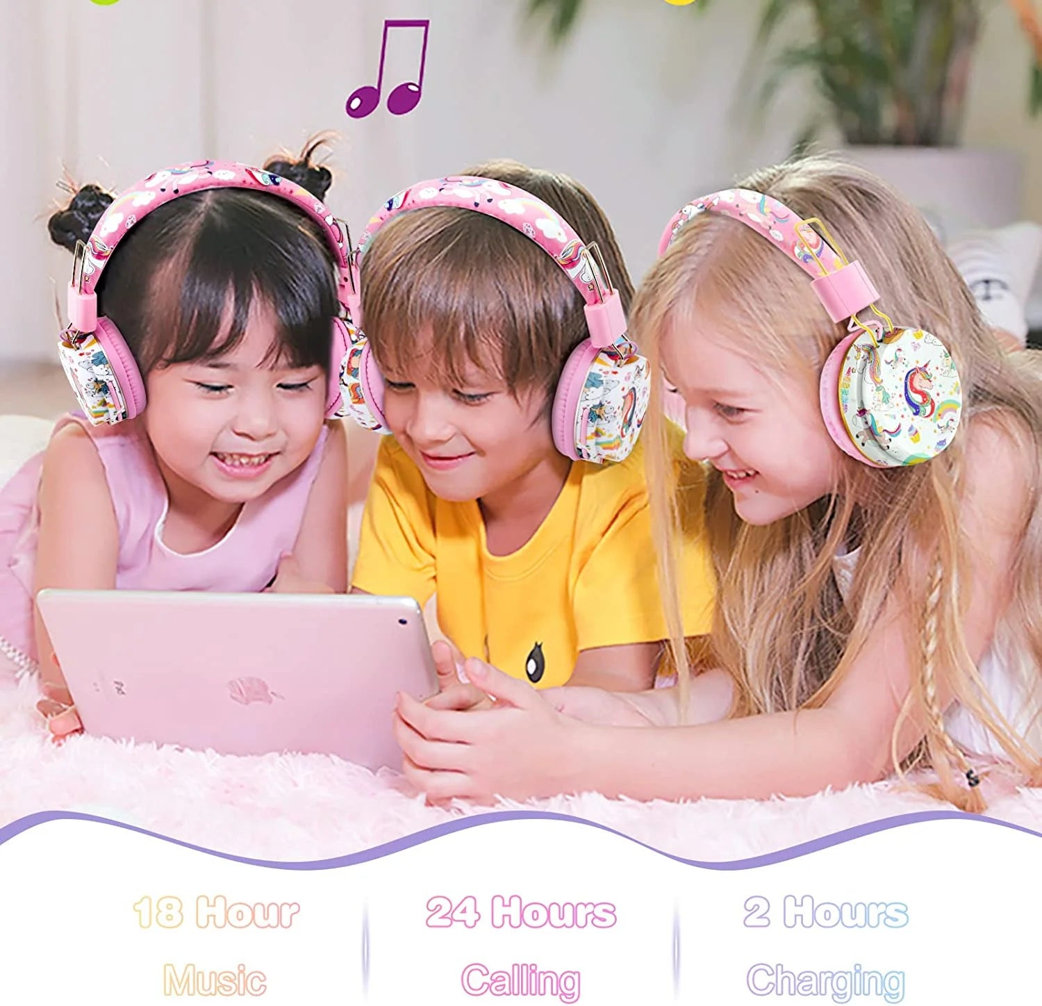 Unicorn Headphones for Girls Kids for School, Kids Bluetooth Headphones with Microphone & 3.5Mm Jack, Teens Toddlers Wireless Headphones with Adjustable Headband for Tablet/Pc