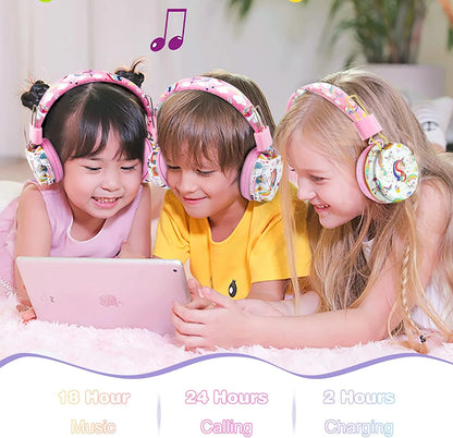 Unicorn Headphones for Girls Kids for School, Kids Bluetooth Headphones with Microphone & 3.5Mm Jack, Teens Toddlers Wireless Headphones with Adjustable Headband for Tablet/Pc